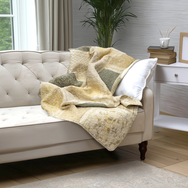 Donna Sharp Meadow Pieced Cotton Quilted Throw, 50" x 60"