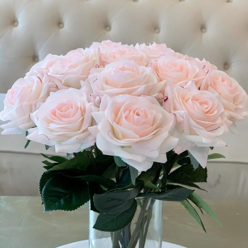 Rose Faux Floral in Vase, 13" H x 10" W x 10" D