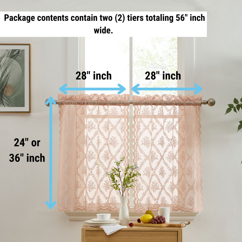 Rideau de cuisine Adrik Isabella, L 28 po x L 24 po, Rosé