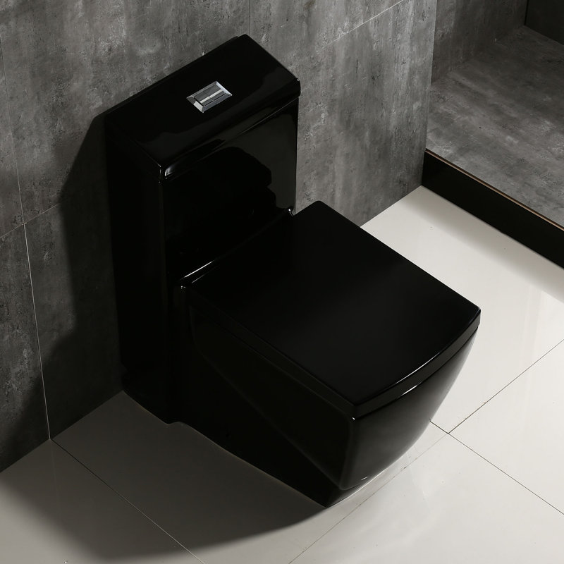 Siège de toilette allongé une pièce WoodBridge 1,6 GPF inclus, Noir