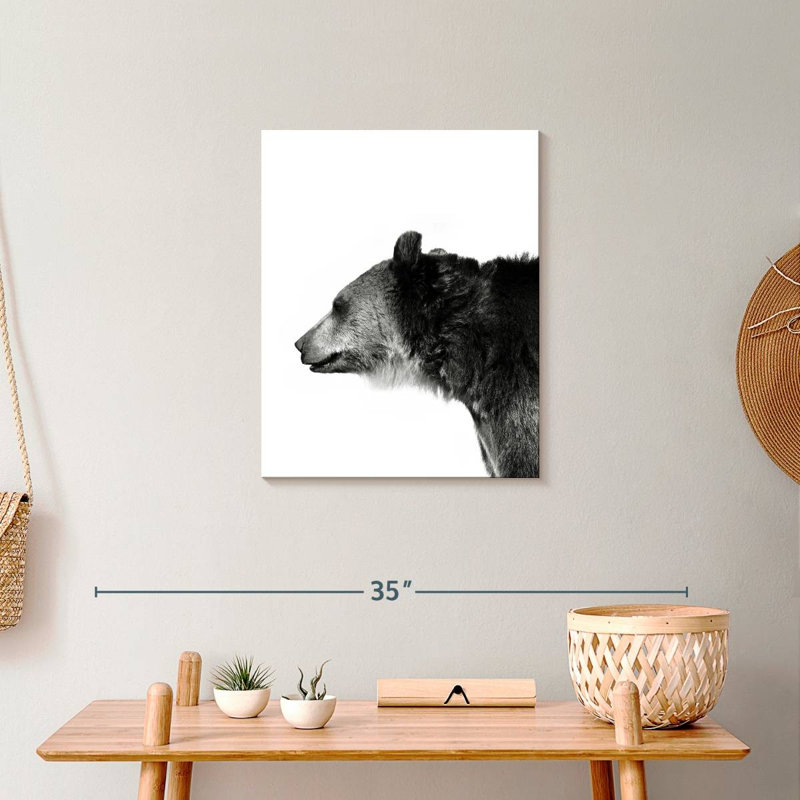 Tête d'ours monochrome, H 20 po x l 16 po x P 1,25 po
