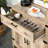 Sideboard Farmhouse Buffet Cabinet, Wooden Accent Cabinet, Kitchen Cabinet With Drawer And Adjustable Shelf, Oak