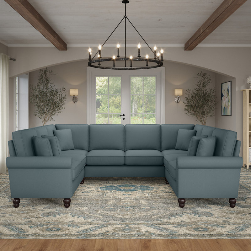 Atifah Upholstered U-Shaped Sectional Symmetrical, Beige, 36" H x 113" W x 87.01" D