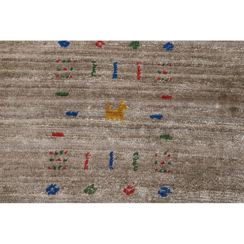 Tapis oriental brun clair Gabbeh 9 x 12