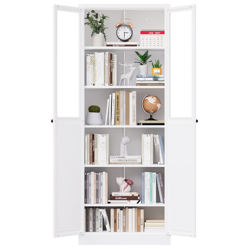 72" Metal Kitchen Pantry Cabinet With Doors & Shelves, Tall Heavy-Duty Adjustable Storage Organizer, Tool-Free Assembly Freestanding Cabinet For Living Room, Bathroom, White