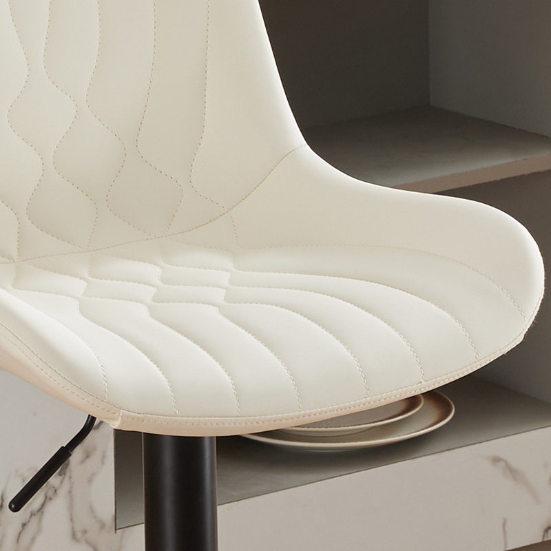 Tabouret de comptoir pivotant à hauteur réglable avec repose-pieds, Beige