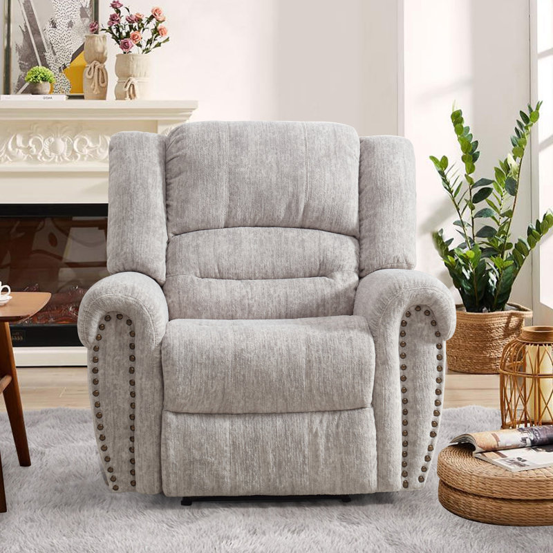 Fauteuil inclinable manuel surdimensionné 40,9 po Chemika, Gris-blanc