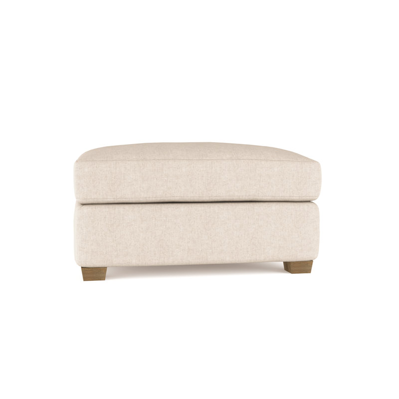 Thompson Ottoman, Plush Velvet Oyster, Weathered