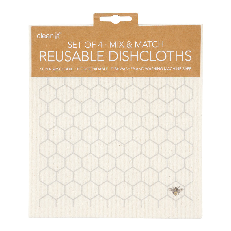 Swedish Dish Cloths Cotton Waffle Dish Cloth Kitchen Towel, Beige/Gray