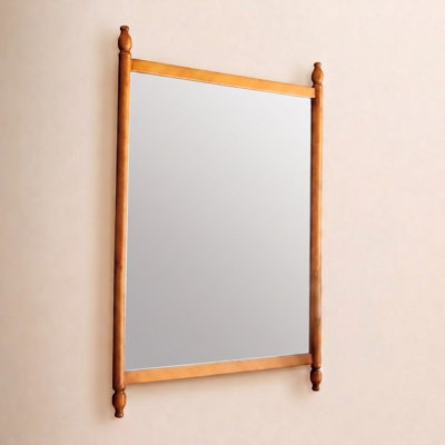 WOOD FRAMED MIRROR WITH FINIALS