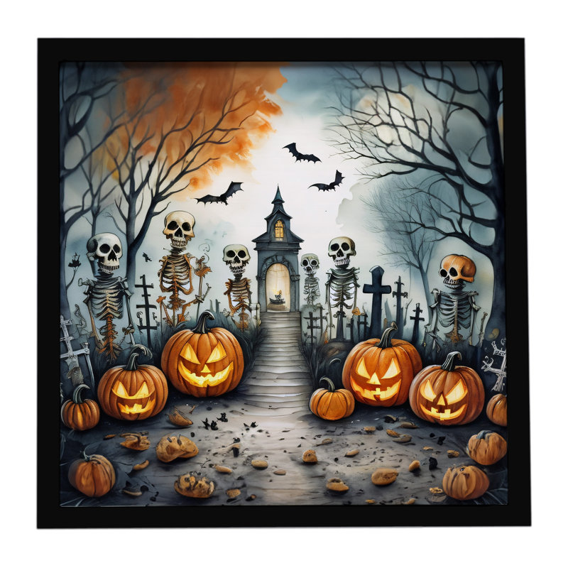 Skeleton Spooky Halloween Framed Metal Print