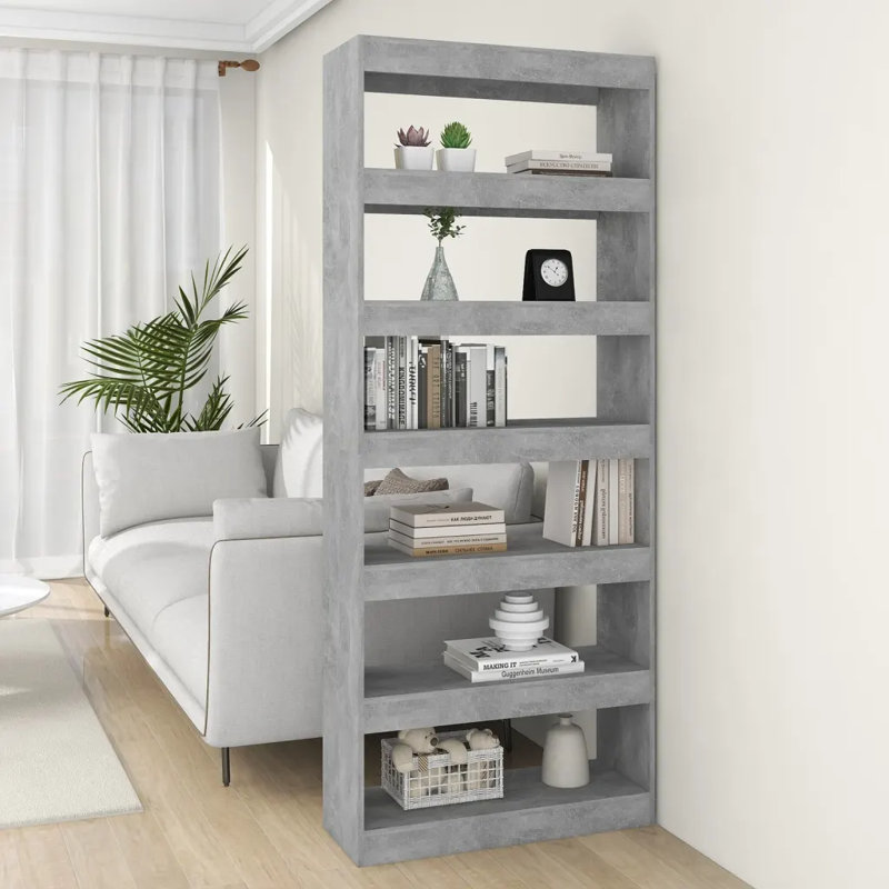 Garneta Bookcase, Concrete Grey, (4 Shelves) 198cmH x 80cmW x 30cmD