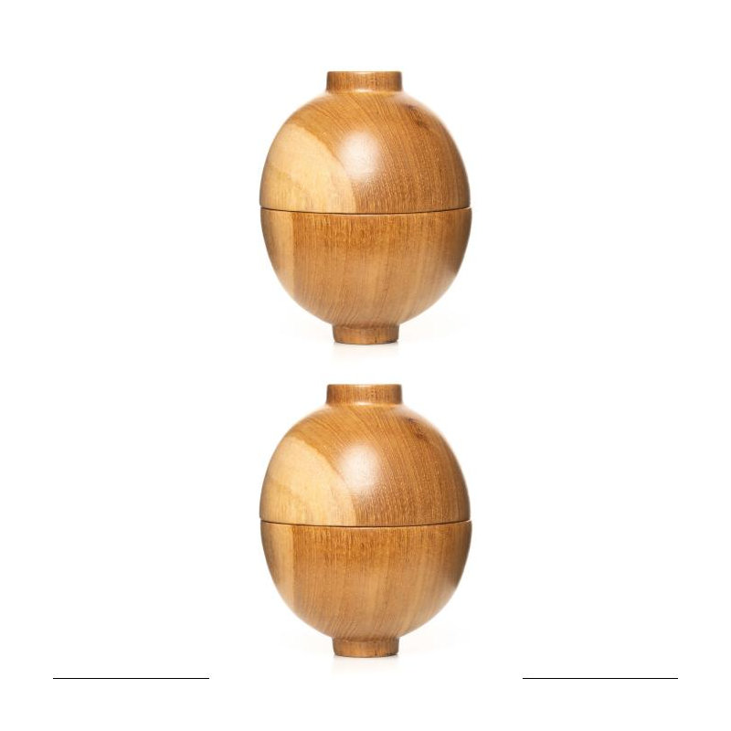 Ensemble de 2 bols en bois de teck Miso Efrata