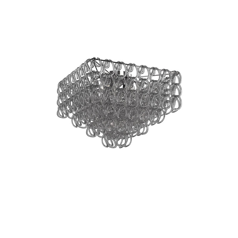 Giogali Ceiling Lamp 65Q Crystal Transparent Matt Bronze 1 E26 Ul, Crystal Smoky, Glossy Chrome