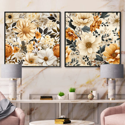 Marseille - ensemble de 2 collages carrés floraux