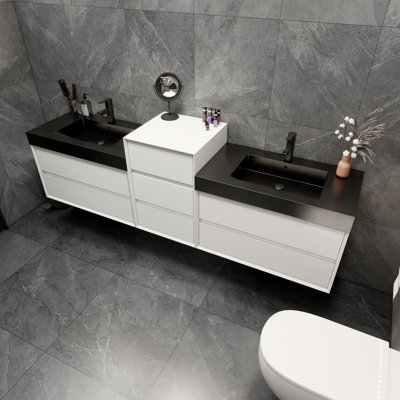 Ensemble de meuble-lavabo double mural 104 po Golitz