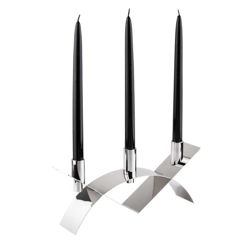 Bougeoir de table en acier inoxydable avec bougie incluse