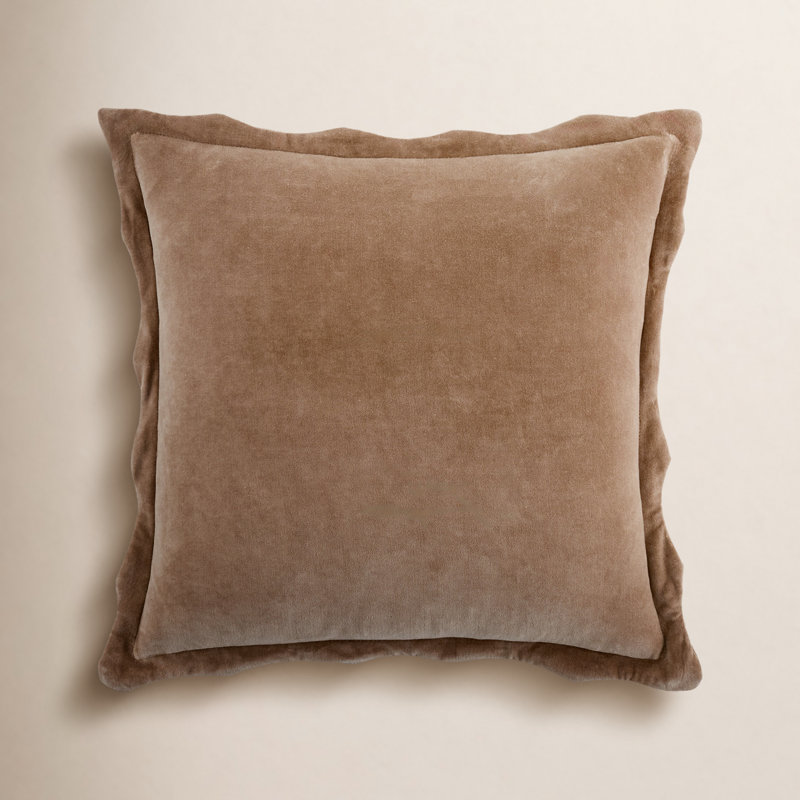 Coussin décoratif à bords festonnés Collier, H 20 po x l 20 po, polyester, Brun