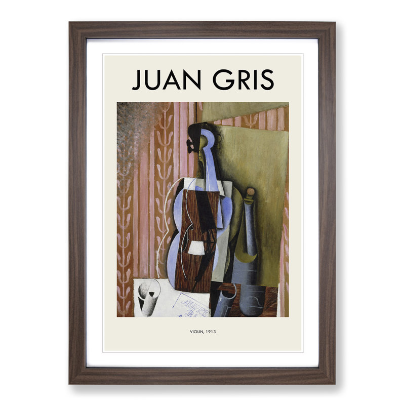 Violin Still Life Vol.3 by Juan Gris - Picture Frame Art Prints, 36cm H x 27cm W x 2cm D, Walnut Framed