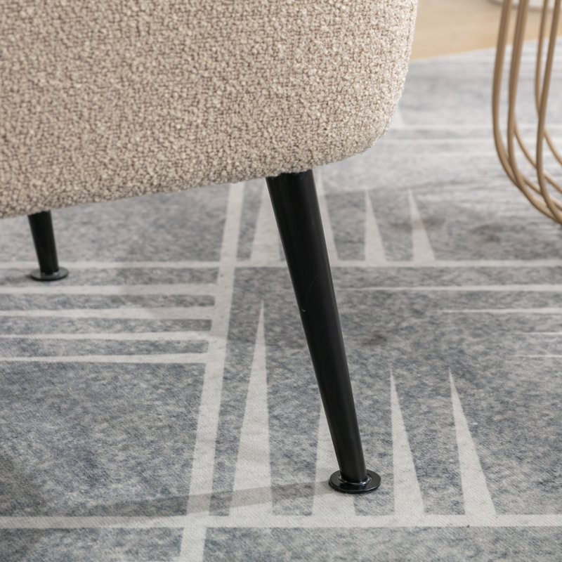 Chaise d'appoint rembourrée Hippel, Boucle taupe, Noir
