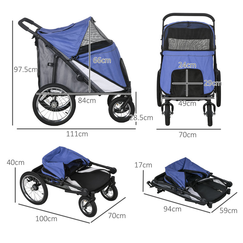 Foldable Pet Stroller, Blue