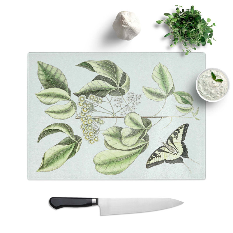 Tempered Glass Swallowtail Butterfly by Mark Catesby Chopping Board, 39 cm W x 28.5 cm L