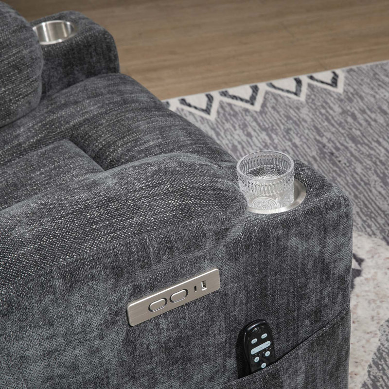 Tabresha Upholstered Heated Massage Chair, Gray Chenille