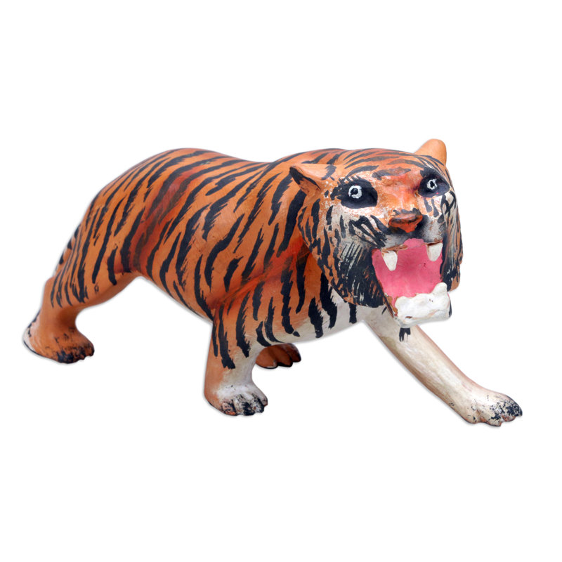 Dakota Fields Handmade Ferocious Tiger Wood Figurine