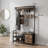 Brown & Black Wide Hall Tree With Bench, Entryway Shoe Rack, 24 Hooks, 2 Drawers, Hanging Rod & Top Shelf For Hallway & Living Room-679338830