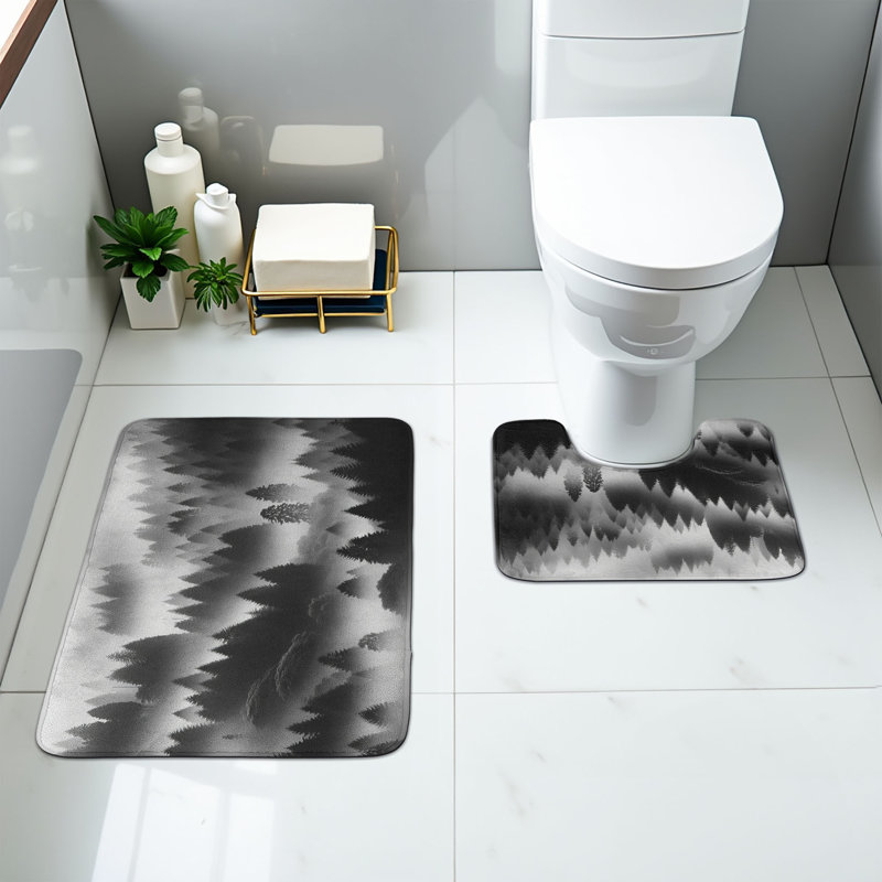  Ensemble de tapis de salle de bain noir et blanc 2 pièces