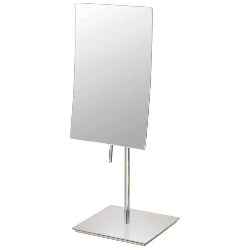 Brushed Nickel Minimalist Rectangular Magnifying Vanity Mirror