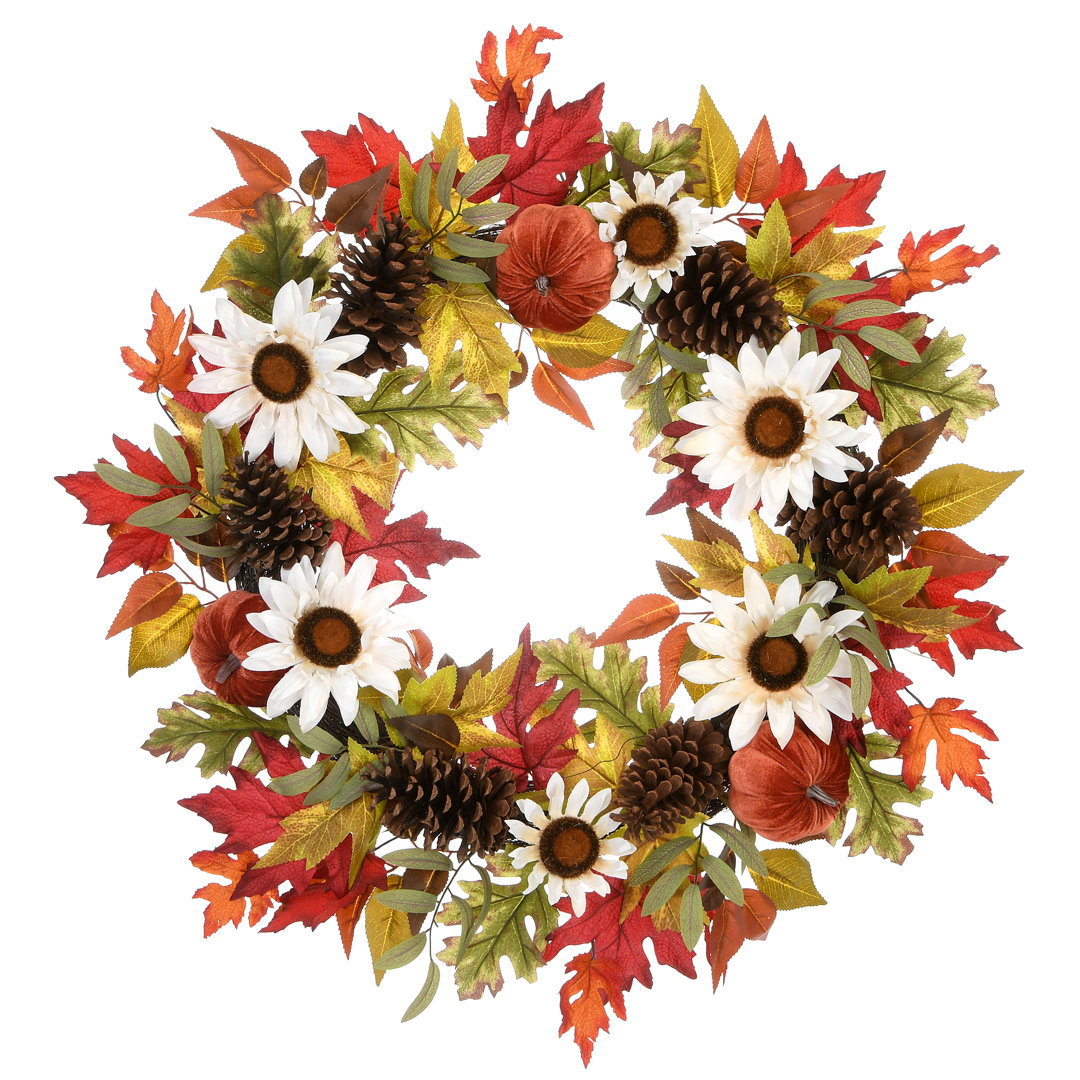 32" Harvest Sunflowers and Pumpkins Wreath The Holiday Aisle®