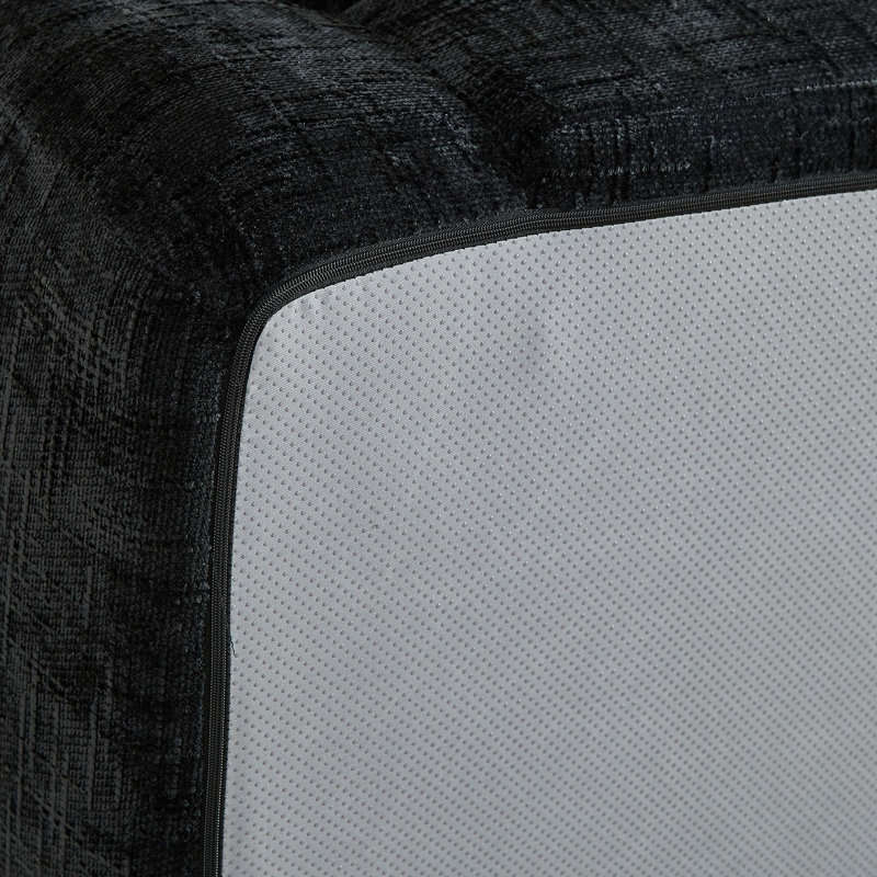 Canapé inclinable incurvé convertible avec fonction 2 en 1 et confort d'assise profond, Black Chenille