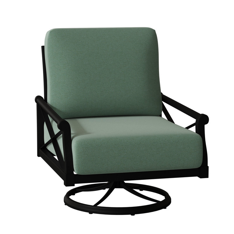 Chaise berçante avec coussins Andover, Toile toile Sunbrella® Bird's Eye, Noir texturé