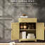 Buffet en bois massif - 2 tiroirs, portes, tablette réglable naturelle pour rangement fonctionnel, comptoir, tablette, espace décoratif