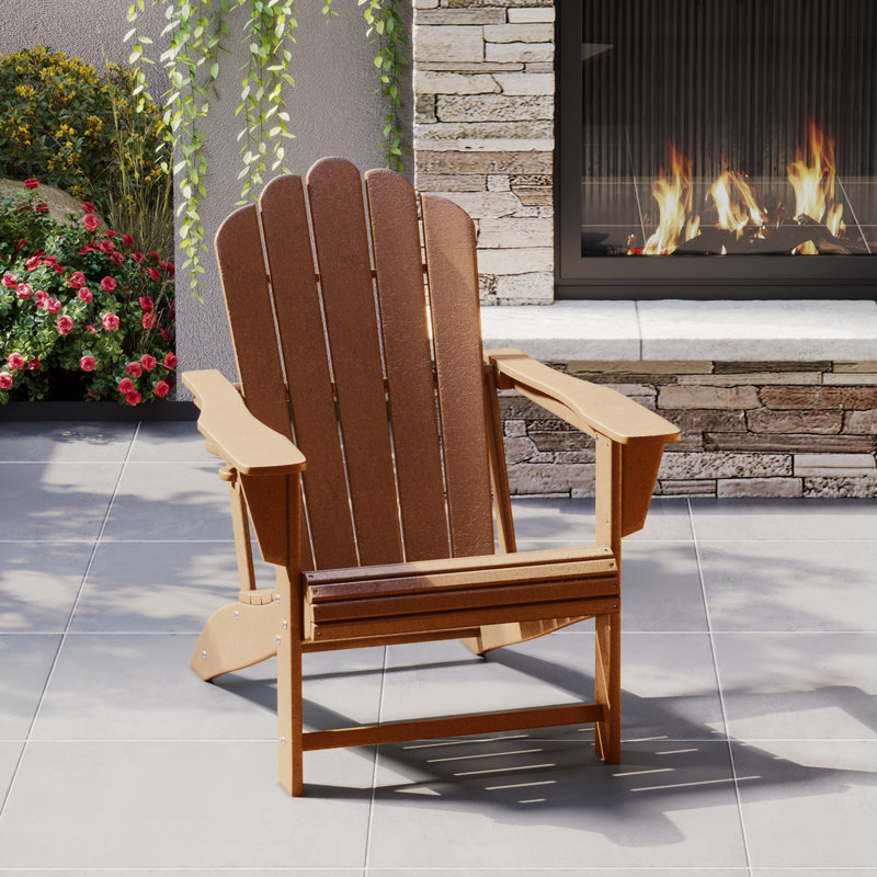 Chaise Adirondack en poly PEHD avec porte-gobelet Lucus, Taupe