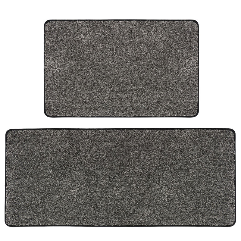 Ensemble de tapis de cuisine mouchetés - tapis de cuisine 20 po x 32 po et 20 po x 48 po, très doux, Noir / blanc