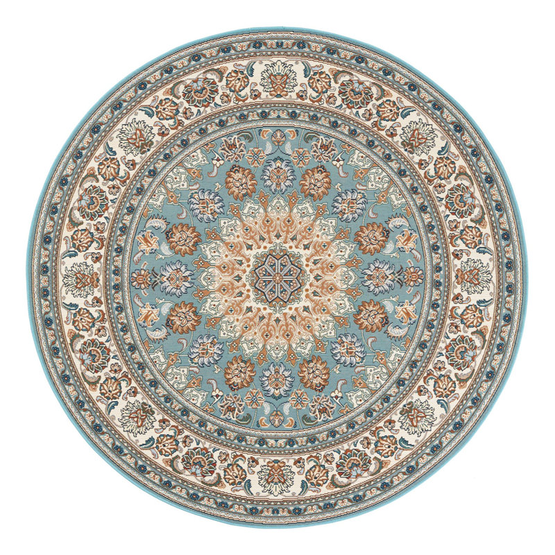 Indoor/Outdoor Traditional Area Rug, Round 6'1"