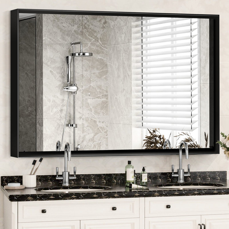 Miroir de salle de bain 36x24inch, Noir, 35.71" x 23.73"