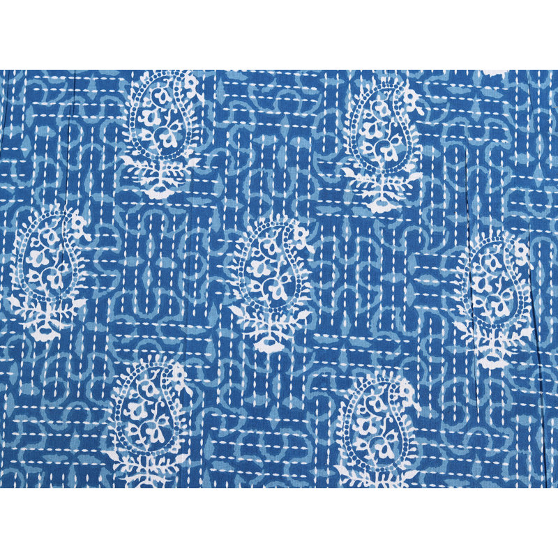 Ensemble de draps en coton 3 pièces Artisanal Indigo Batik, motif Aamra Mango Grove