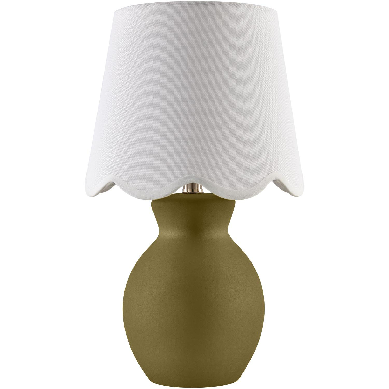 Momsen Scallop Shade Matte Lamp, Green, White, 15"H x 8"W x 8"D