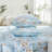100% Egyptian Cotton Fitted Sheet Set,4pcs 800 Thread Count Luxury Bird and Watercolor Floral in Light Blue Bedding Set, For Bedroom Guest Room All Seasons-128817897