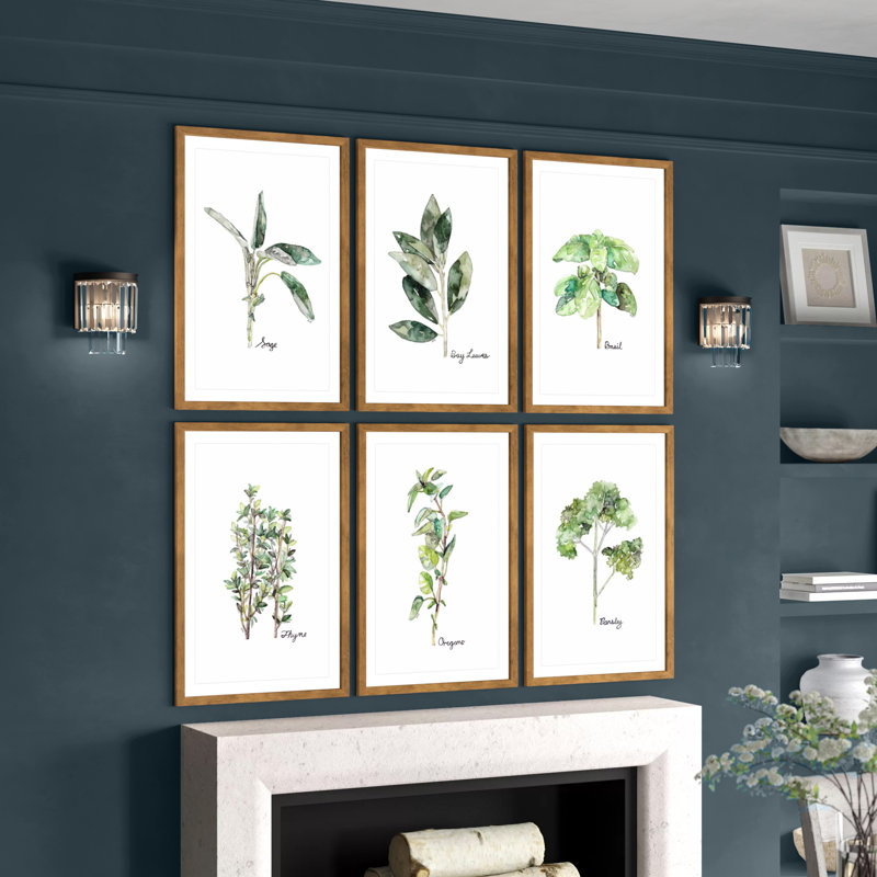 «Herb Family Hexaptych» par Rachel Byler - Ensemble de 6 reproductions encadrées sur papier, H 18 po x l 12 po