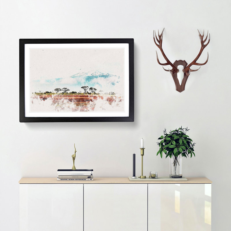 Mount Kilimanjaro in Tanzania - Framed Print, 27cm H x 36cm W x 2cm D, Black Framed