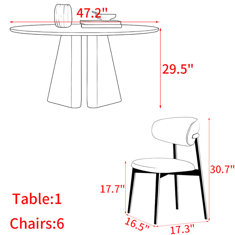 Italian-style black solid wood dining table set