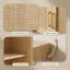 Buffet scandinave en rotin et or-15348476