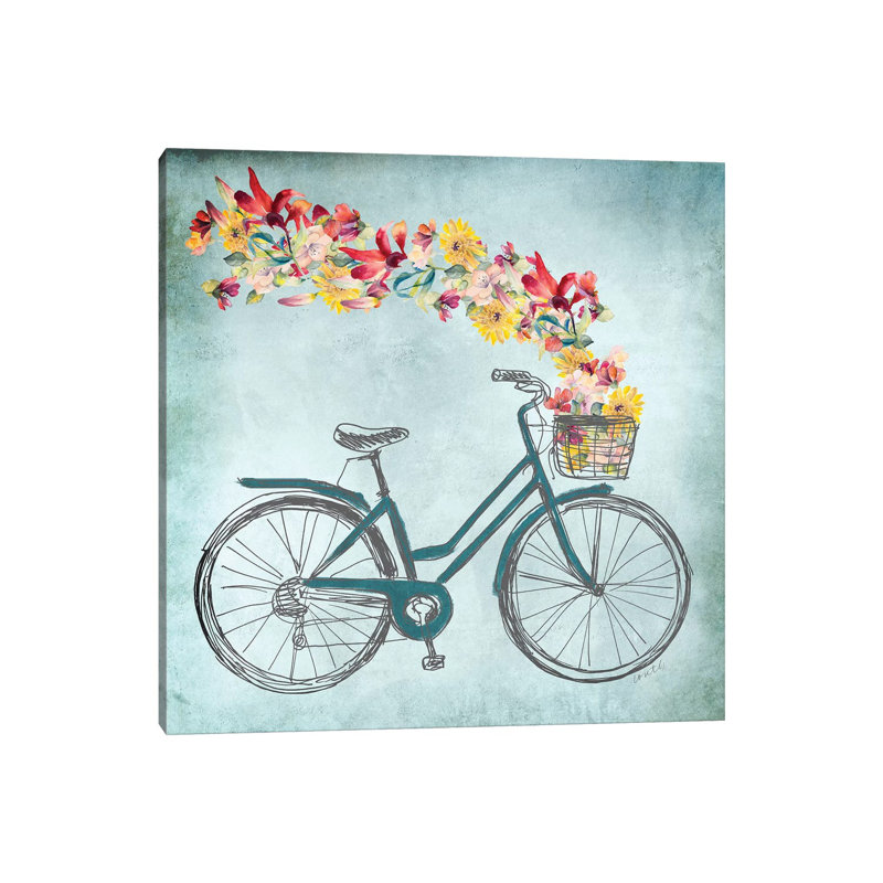Floral Day Bike II by Lanie Loreth - Wrapped Canvas Painting, 93.98 cm H x 93.98 cm W x 1.91 cm D