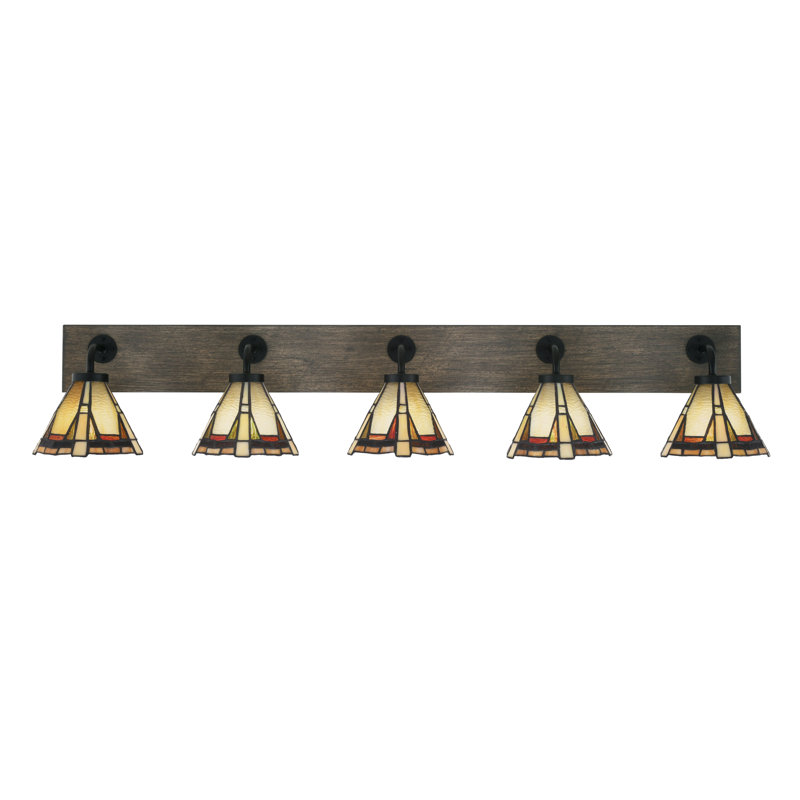 Barre d'éclairage de salle de bain 5 lumières Oxbridge, Noir mat / gris vieilli, Zion