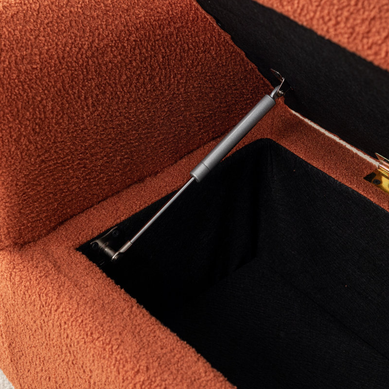 Kaybree Upholstered Flip Top Storage Bench, Orange