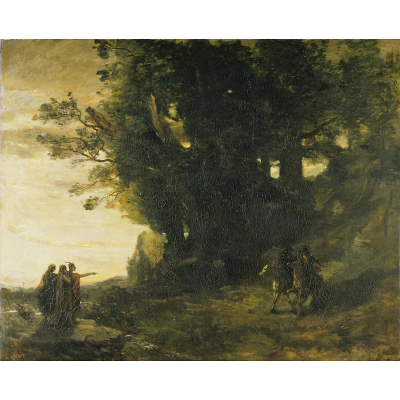 "Macbeth, Paysage" par Jean-Baptiste-Camille Corot - Toile tendue avec châssis, H 33 po x l 48 po